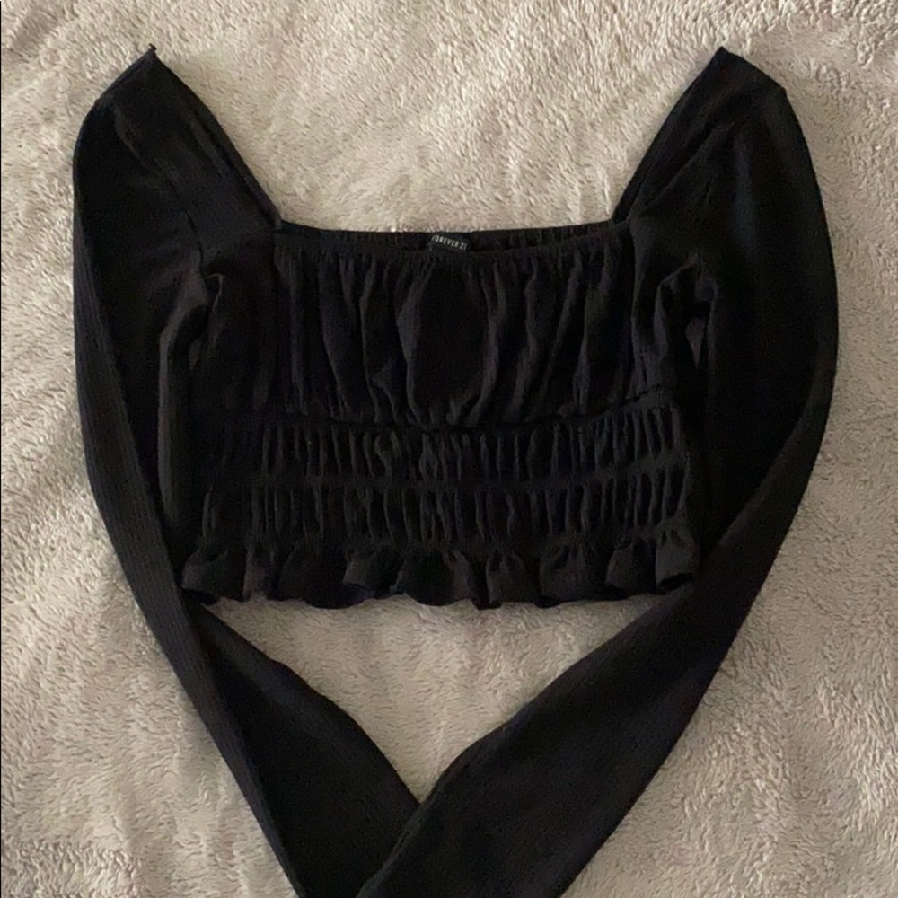 Black Long Sleeve Crop Top from Forever 21
